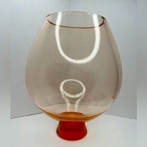 La Murrina Pink & Gold Flecks Glass Vase Brandy Snifter Murano Factory Italy 10”